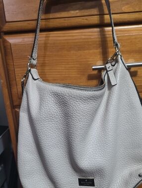 kate spade Pebbled Leather Shoulder Bag in Light Gray